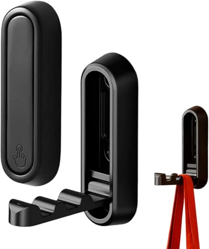 Favelable 2 Pares Ganchos Plegables de 90° Para Pared,ganchos plegables ondulados,gancho de pared plegable para colgar,Colgar Abrigos Bufandas,monederos y más(Negro)