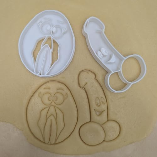 Emporte-pièces sexy - sexe homme + sexe femme - humour - pour biscuit - conçu et fabriqué en france - cadeau, anniversaire, enterrement de vie de garcon ou jeune fille