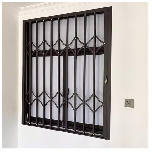 Fenster-Sicherheitsstangen – Aluminium-Diebstahlschutzgitter mit Doppelschloss, anpassbare, faltbare Barriere für Einbruchschutz, 95 x 120 cm