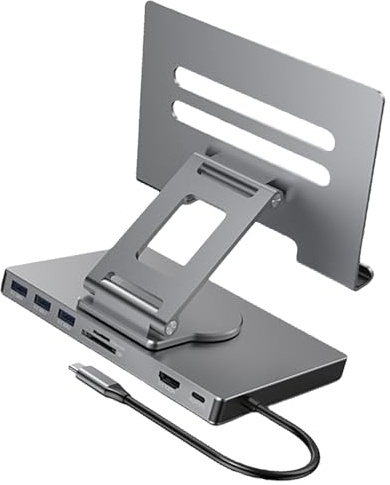 KAHDGSS 8/9 in 1 Type C Docking Station Aluminum USB C Docking Station Laptop Stand USB3.0 Adapter Dock for Laptop Tablets Tablets Rotating Stand