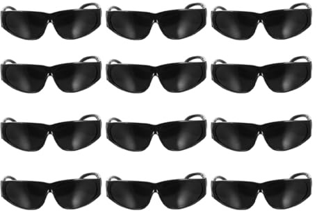 PRETYZOOM 12 Gafas de Seguridad para Soldadura Eléctrica, Protección Ocular contra Viento, Diseño Ajustable y Material Resistente, Color Negro, Paquete de 12 Unidades para Trabajo