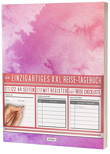 Mein Einzigartiges XXL Reisetagebuch: 122 Seiten, Register, Kontakte / Neue Auflage mit Reise Checkliste / PR401 „Wolkenbruch“ / DIN A4 Softcover