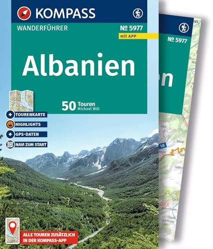 KOMPASS Wanderführer Albanien, 50 Touren mit Extra-Tourenkarte: mit Touren und GPS-Daten in der KOMPASS-App