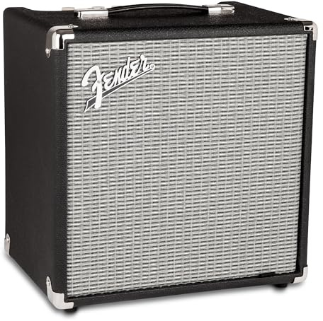 Fender Rumble 25 Amplificador de Bajo con Overdrive, 25W, 8 | Amplificador de bajo compacto, overdrive conmutable, ecualizador con atenuación de medios, ligero, ideal para principiantes