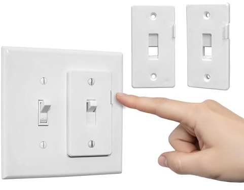 eLock Switch Guard for Toggle Switches | Child Proof Light Switch Lock with ON/OFF Push Button | Made in USA | Protect Devices, TV's, Security Camera, Gas Fireplace | Safety Cover | White | 2 Pack