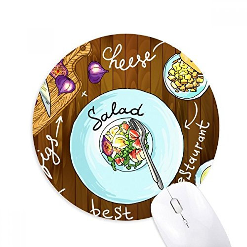 DIYthinker Salad Cheese Figs France Restaurant Round Non-Slip Rubber Mousepad Game Office Mouse Pad Gift