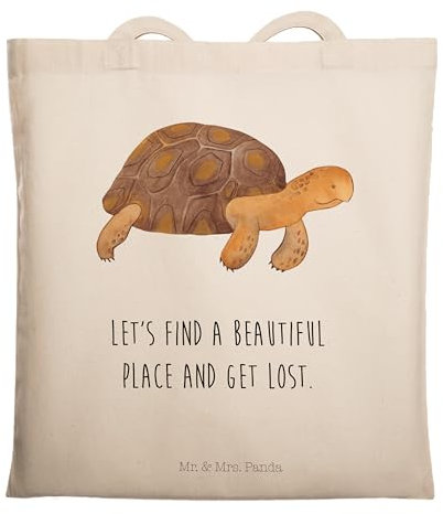 Mr. & Mrs. Panda Tasche Schildkröte Marschieren - Geschenk, Alltags, Motivation, Jutebeutel, Einkaufstüte, Inspiration, Abenteuer, Meer, Beutel, Shopper