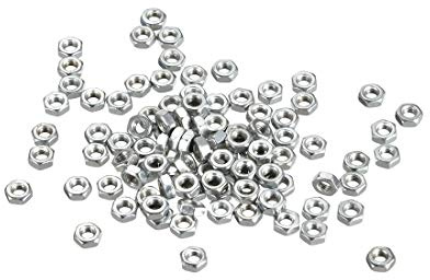 sourcing map 100 Stück Sechskantmuttern M3x0.5mm metrisches Grobgewinde Muttern verzinkt Silber Farbton
