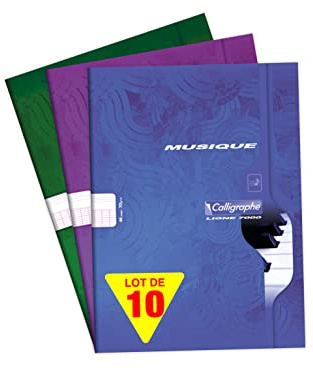 Calligraphe 564C - Packung mit 10 Notenheften Calligraphe für Musikunterricht, geheftet, DIN A4, 24 Blatt, 70 g, farbig sortiert, 1 Pack