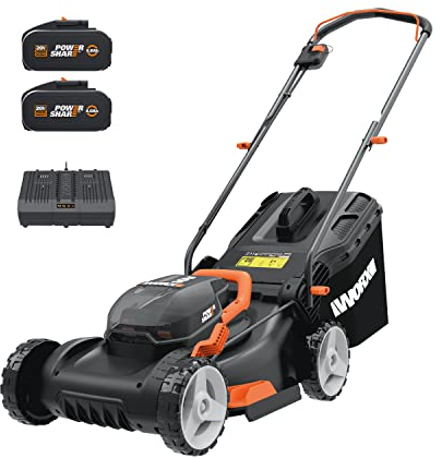 Worx WG743E.1 40V 40cm Cordless Lawnmower – Ideal for Medium to Large Gardens (Up to 500㎡) – Includes 2x 4.0Ah Batteries & Charger – IntelliCut™, Cut-to-Edge, 7 Height Positions, PowerShare