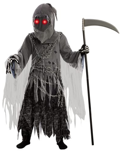 Spooktacular Creations Soul Taker Kind Sensenmann Kostüm mit leuchtenden Augen für Halloween Trick-or-Treating L (10-12 Jahre)