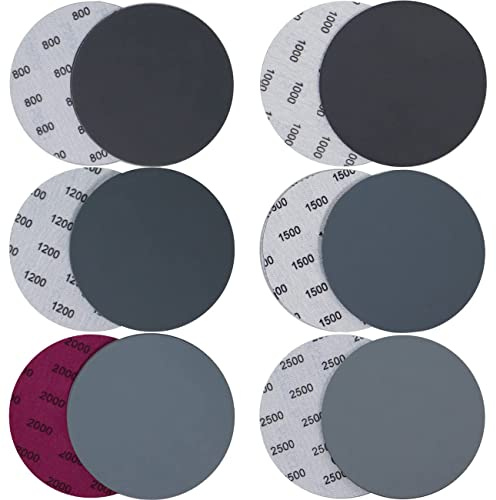 alwaiiz 30 Stück Schleifpapier 125mm Klett, Körnung 800/1000/1200/1500/2000/2500 Schleifpad Runde Nasse Trockene Wasserschleifscheiben Für Holz& Metall