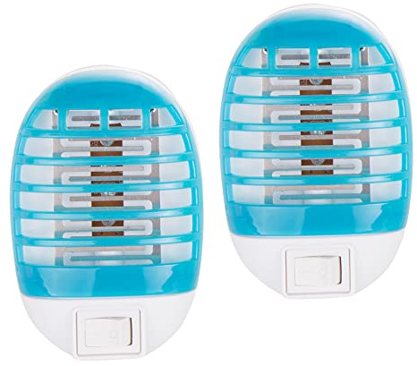 Mückenvernichter Lampe, Leistungsstarker Fliegenschutz mit Nachtlicht, Zuhause Indoor Fliegen- und Insektenvernichter, 2er Pack, Hellblau