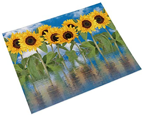 Manteles Individuales Girasol Verde Salvamanteles Individuales Algodón Lino Lavable Individuales Mesa Resistente al Calor Bajoplatos Tapetes para Mesa Bajoplatos 30x45cm 6 Pcs