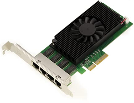 KALEA-INFORMATIQUE PCIe 2.5 x4 LAN Gigabit Ethernet 4 RJ45-Ports Karte. Quad Chipsatz Intel I225 - NIC 10 100 1000 2500 1G 2.5G - High Low Profile.