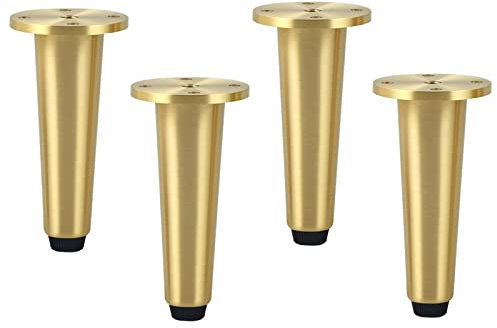 Verstellbare Möbelbeine,Tischbeine aus Messing,Konisch Sofabeine,Schrankfüße aus Metall,4er-Set,für Stühle,Schreibtische,Couchtische,Sofas,inklusive Schrauben (12cm/4.72in,Gold)