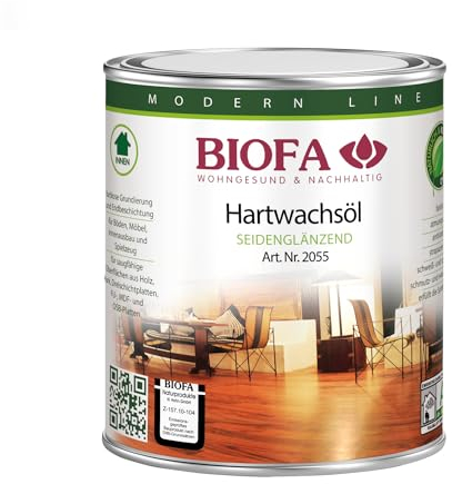 Biofa Hartwachsöl, seidenglänzend - für Parkett, Kork, Holz, Böden und zum Möbel ölen (0,375 Liter)