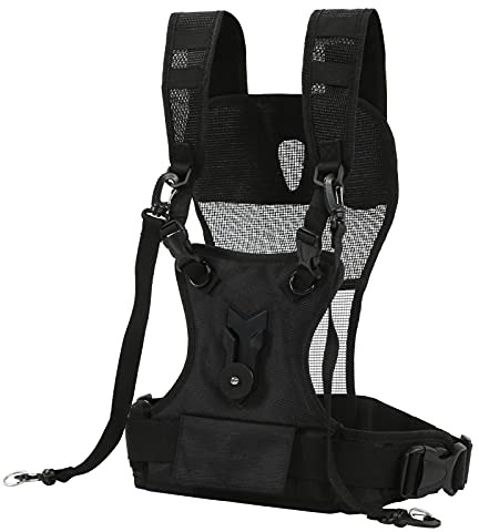 Asixxsix Doppia Tracolla per Fotocamera per Due Fotocamere,Gilet Pettorale Regolabile Traspirante con Mozzi di Montaggio Attrezzatura Multicamera in Nylon Resistente per Fotocamera DSLR SLR