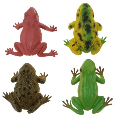Veemoon Pvc Simulated Frog, 4pcs Realistic Artificial Frog Figurines Lifelike Plastic Toad Model Lovely Table Toad Ornament Small Green Animal Decoration Garden Decoration