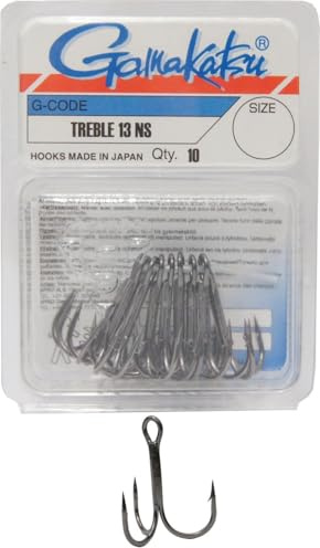Gamakatsu Drillinge Treble 13, Größe:6, Farbe:Schwarz
