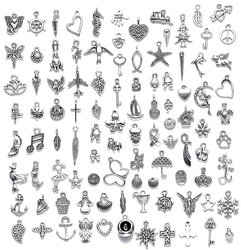 150 Stück Anhänger aus Silber für Armband, Halskette, Schmuck, Basteln - Kleiner Tibetischer Silberanhänger für die Herstellung von Schmuck und Handwerk