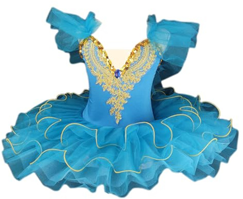 HWBZSZY Professionale Balletto Tutù Vestito Bambini Colorato Lago dei Cigni Ballerina Partito Danza Costume Lucido Paillettes Ginnastica Danza Body Sala da ballo Dancewear per le ragazze,Blue 2,130cm