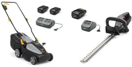 Alpina 291342064/A21 Tagliaerba a Batteria, Nero, 34 cm & 271302104/A21 Tagliasiepi a Batteria, Nero, 150 W