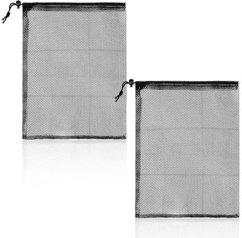 2pcs Pond Pump Filter Bag, 15.35x11.81in Water Pump Barrier Bag with Drawstring Thicken Mesh Filter Media Bag Windmill Accessories Outdoor Fountain Parts