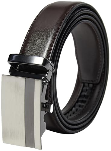 PHILIPSONS Gürtel Herren, Gürtel Ratsche Ledergürtel Automatikschließe für Herren Anzug Business Kleidung, Breit 30mm, Größe Angepasst, Braun