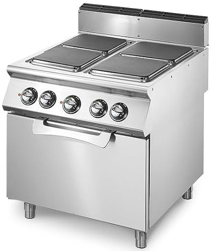 Cuisinière électrique sur four électrique statique GN 2/1, 4 plaques carrées en fonte- Virtus - VS7080CFEQ