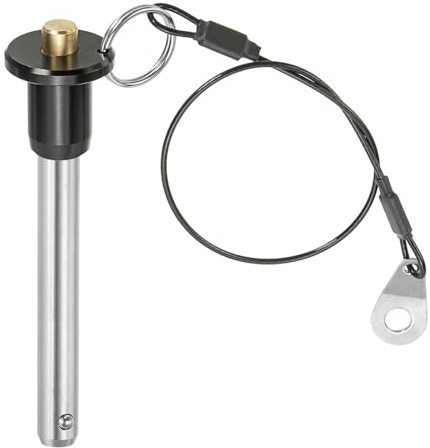 PATIKIL Spilla a Sgancio Rapido 5/16 x 1.97, Perno Bloccaggio a Sfera Acciaio Inossidabile 304, Perni Posizionamento Sicurezza con Pulsante, Cavo Sicurezza da 25 Cm (8 x 50mm)