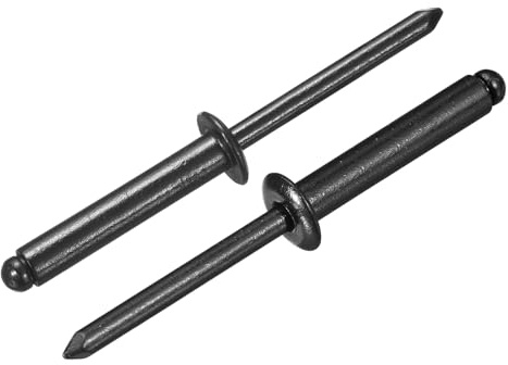 sourcing map 100Pcs 3/16x1 Round Head Blind Rivets, Zinc-Plated Carbon Steel Grip and Mandrel Cap Blind Rivets, Black