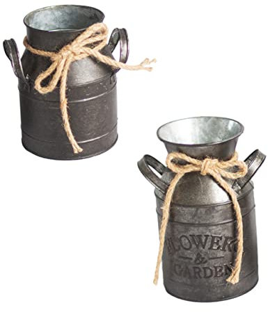 MUSISALY 2stücke Vintage Blumentopf Eimer Milchkanne Stil Flower Bucket Für Blumenarrangements Dekoratives Retro Blumenbehälter-Design Für Garten Balkon Büro Wohnzimmer