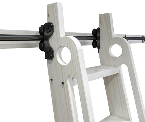 Kit de herramientas de escalera deslizante para biblioteca, riel redondo negro + accesorios de extensión, ideal para uso en casa, loft interior y librería, kit de pista de 100 cm
