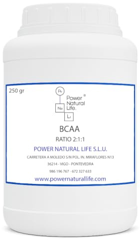BCAA Ratio 2:1:1 en Polvo | Power Natural Life | Bote 250 g | Uso Alimentario | Aminoácidos Ramificados en Ratio 2:1:1