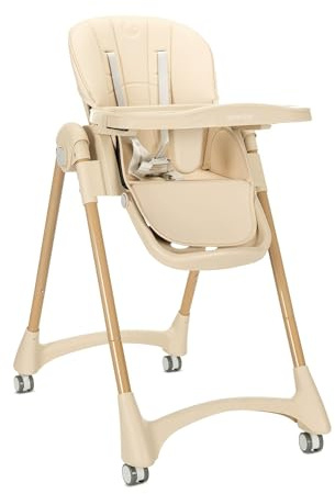 Lorelli Kinderhochstuhl klappbar, Baby Hochstuhl, Kinderstuhl mitwachsend Tummy Time, Verstellbarer Babystuhl für unterwegs, Beige