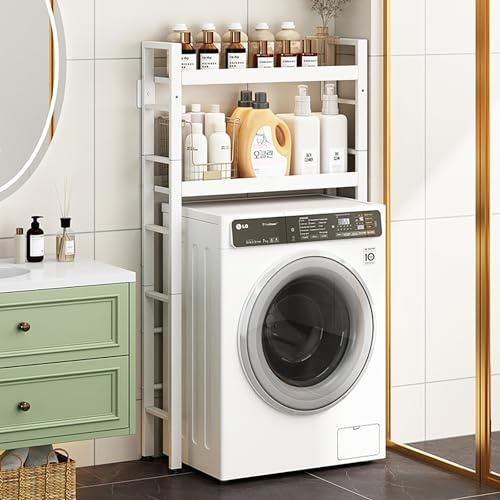Lavatrice Scaffale,Supporto Lavatrice Asciugatrice Scaffale Lavatrice,Scaffale Sopra Lavatrice,Mobili Lavanderia,Colonna Lavatrice Asciugatrice,Mobile Asciugatrice,Per Bagno, Lavanderia(White,68.5in/1