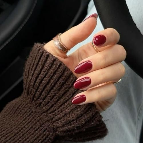 KQueenest Set di 24 unghie corte in acrilico da incollare, rotonde, tinta unita, finte unghie finte da incollare, unghie finte in gel lucido per donne, adatte all'uso quotidiano