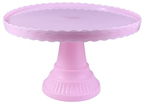 Alzata per torte in plastica, 32,5 x 20 cm, supporto per dessert, vassoio da scrivania per feste di compleanno, matrimoni, baby shower (rosa)