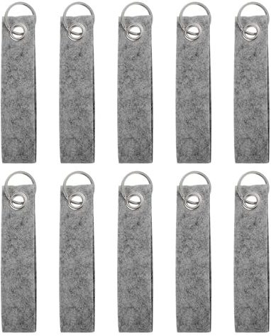 QUARKZMAN Filz Schlüsselanhänger mit Edelstahl Ring, Schlüsselanhänger | Rohlinge Bunt Beschriftbare Filzanhänger für DIY Taschen Dekoration