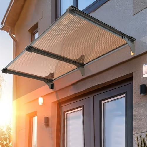 Auvent de Porte et Fenêtres Ignifuge,Auvent Marquise d'Entrée Contre la Pluie,Protection Solaire,Marquise Solaire Abri Banne pour Garage,Balcon,Fenêtre,Maison,Insonorisé (90x190cm/35 x75)