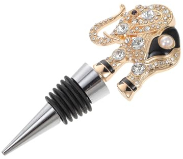 Healifty Reusable Alloy Wine Bottle Stopper with Decorative Elephant Design Leak Plug for Wine Bottles for Parties and Celebrations Standard Fits