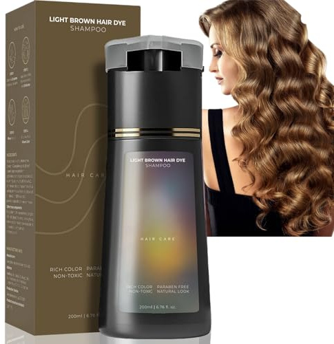 200ml Light Brown Pol/ar Dye Shampoo Hair,Instant Hair Dye Shampoo,Pol/ar Instant Dye Sham/poo,3 in 1 Colour Sha/mpoo,Cover Grey H/air,Safe Non-Irritating,Quick Coloring,Haircare Po/lar for Men&Women