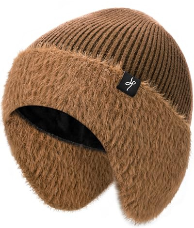 HAMUNI Winter Fleece-Beanie mit Ohrenschützern,Warme Winddichte Strickmütze für Damen & Herren, Ideal für Skifahren, Wandern & Outdoor-Aktivitäten
