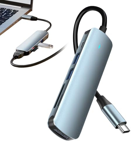 USB C Hub Adaptador Multipuerto USB C | Adaptador de Datos 6 en 1 Portátil para Reuniones Oficina Hogar Creación Contenidos Presentaciones