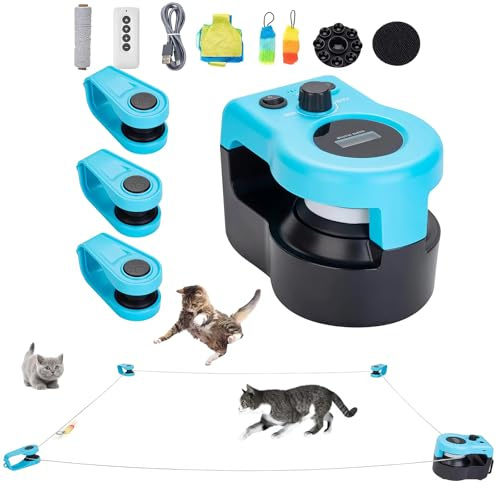 Tapis de course interactif pour chat avec auto/télécommande, vitesse réglable, exercice de roue pour chat pour jeu en intérieur, jouets en plumes pour la chasse simulée