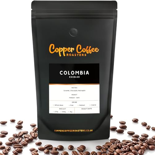 Copper Coffee Roasters Colombia Excelso Single Origin Speciality Coffee - UK Speciality Roast - Whole Beans for Bean to Cup Machines & All Coffee Makers - Gourmet Roast 1kg