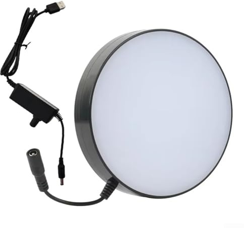 Eawfgtuw Sorgente luminosa ad anello a LED con luminosità regolabile per microscopio stereo, illuminatore ad alto CRI, diametro 133 mm, luce inferiore, controllo intensità 0-100%
