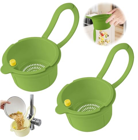 Jerhyun 2 Stück Sieb für Spülbecken Set, Grün