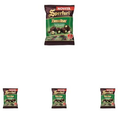 Sperlari - Zanzibar Torroncini Al E Pistacchi, Senza Glutine, Cioccolato Fondente, 117 Grammo (Confezione da 4)